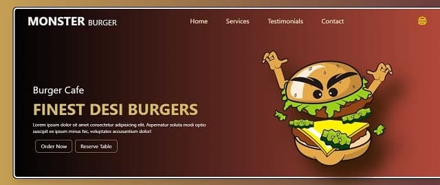Cover image for Monster Burger: Burger Cafe Website